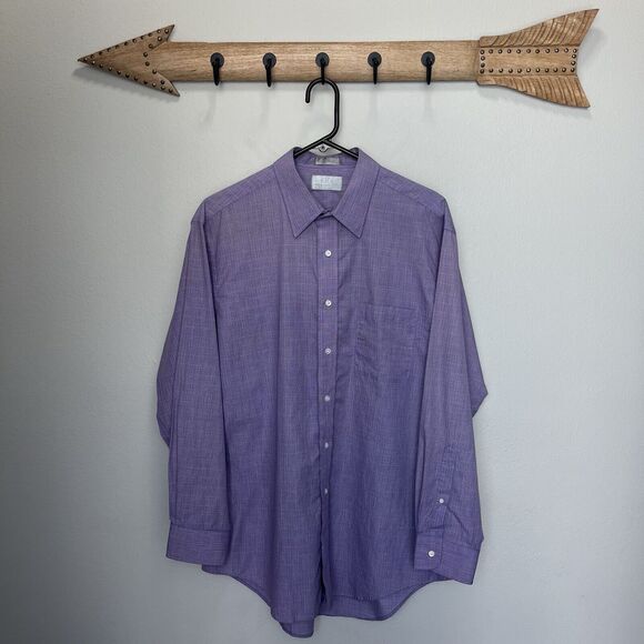 Stafford Other - Stafford Executive | Purple Print Broadcloth Button Up Long Sleeve Shirt 16.5/34
